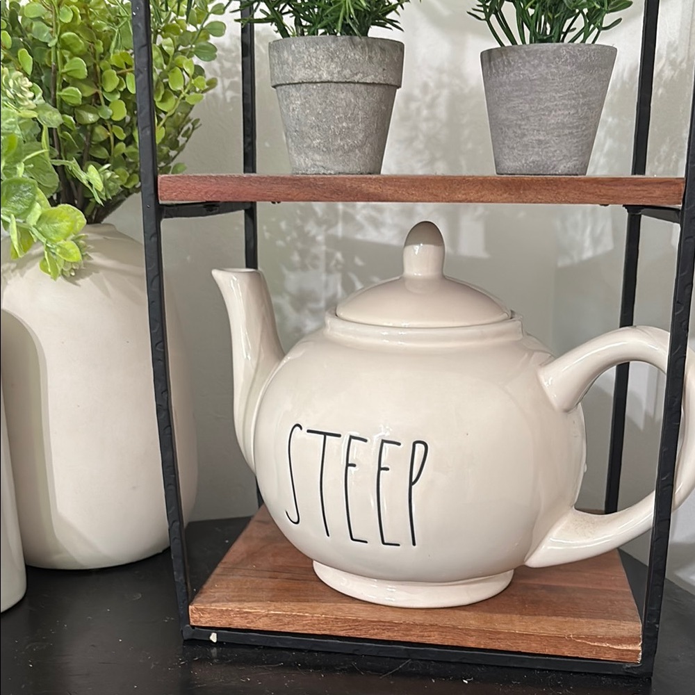 NWT Rae Dunn White 'Steep' Teapot